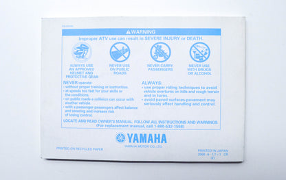 OEM Yamaha LIT-11626-14-21 YFM660RN(C) "RAPTOR" Owner's Manual NOS