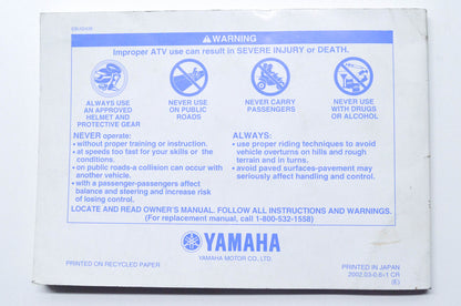 OEM Yamaha LIT-11626-16-03 YFM350FXR WOLVERINE Owner's Manual