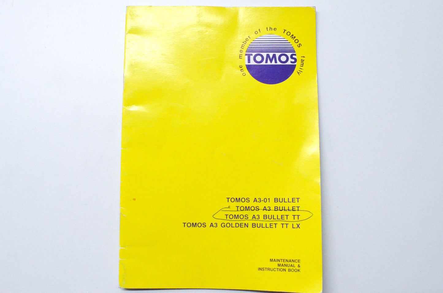 Tomos A3-01 Bullet/A3 Bullet/TT/A3 Golden Bullet TT LX Maintenance Manual