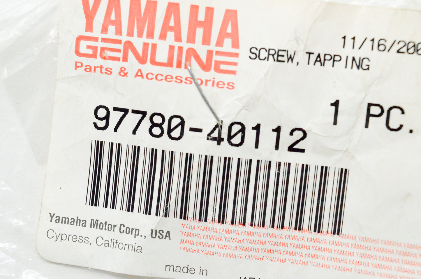 OEM Yamaha 97780-40112-00 Tapping Screw NOS