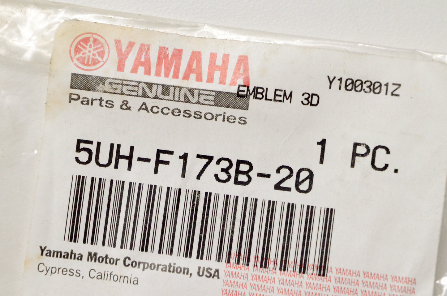 New OEM Yamaha 5UH-F173B-20-00 Emblem 3D NOS