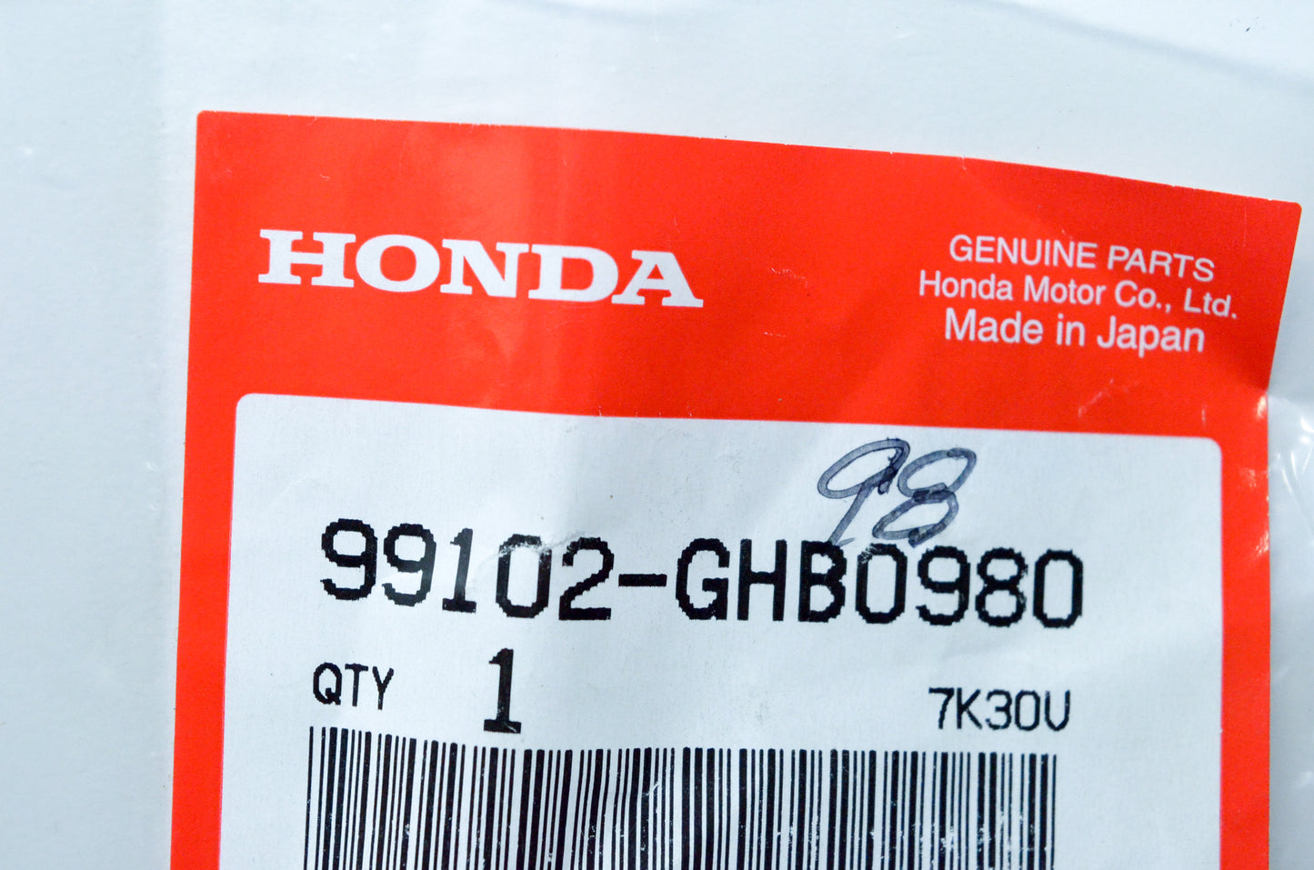 OEM Honda 99102-GHB-0980 Main Jet #98 NOS