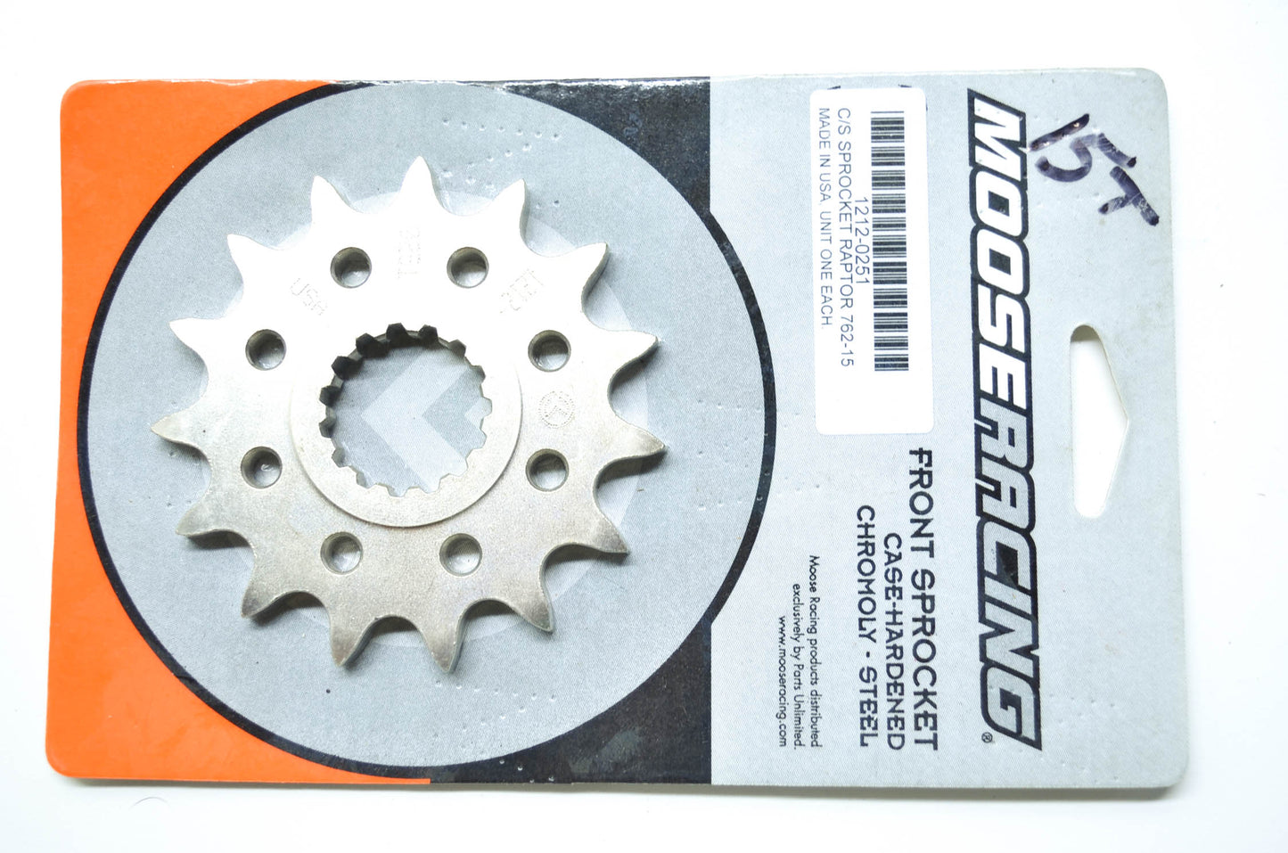 Moose Racing 1212-0251, 762-15 15T Steel Front Sprocket NOS