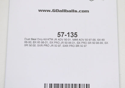 All Balls 57-135 KTM Dust Seal Kit NOS