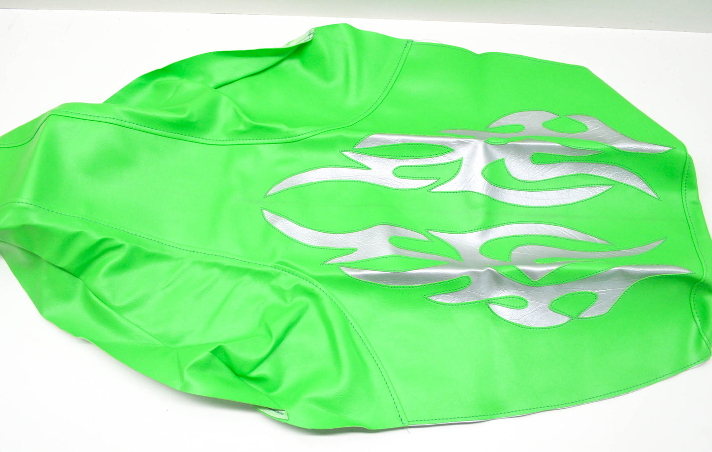 New Verde Powersports Kawasaki KFX700 V-Force Green Silver Flame Seat Cover NOS