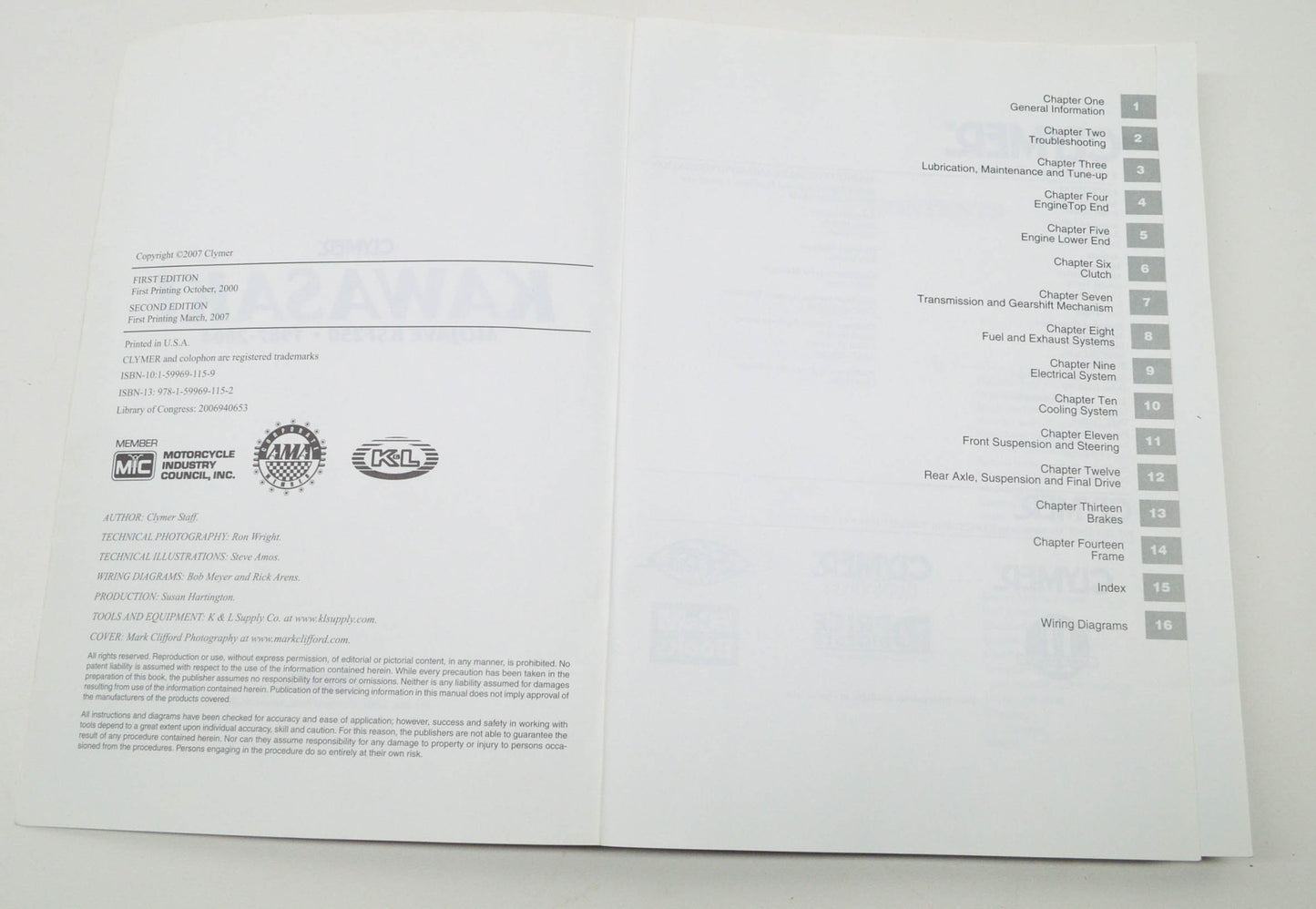 Clymer M385-2 1987-2004 Kawasaki Mojave KSF250 Service Manual NOS