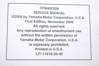 OEM Yamaha LIT-11616-20-45 YFM40FBW Service Manual