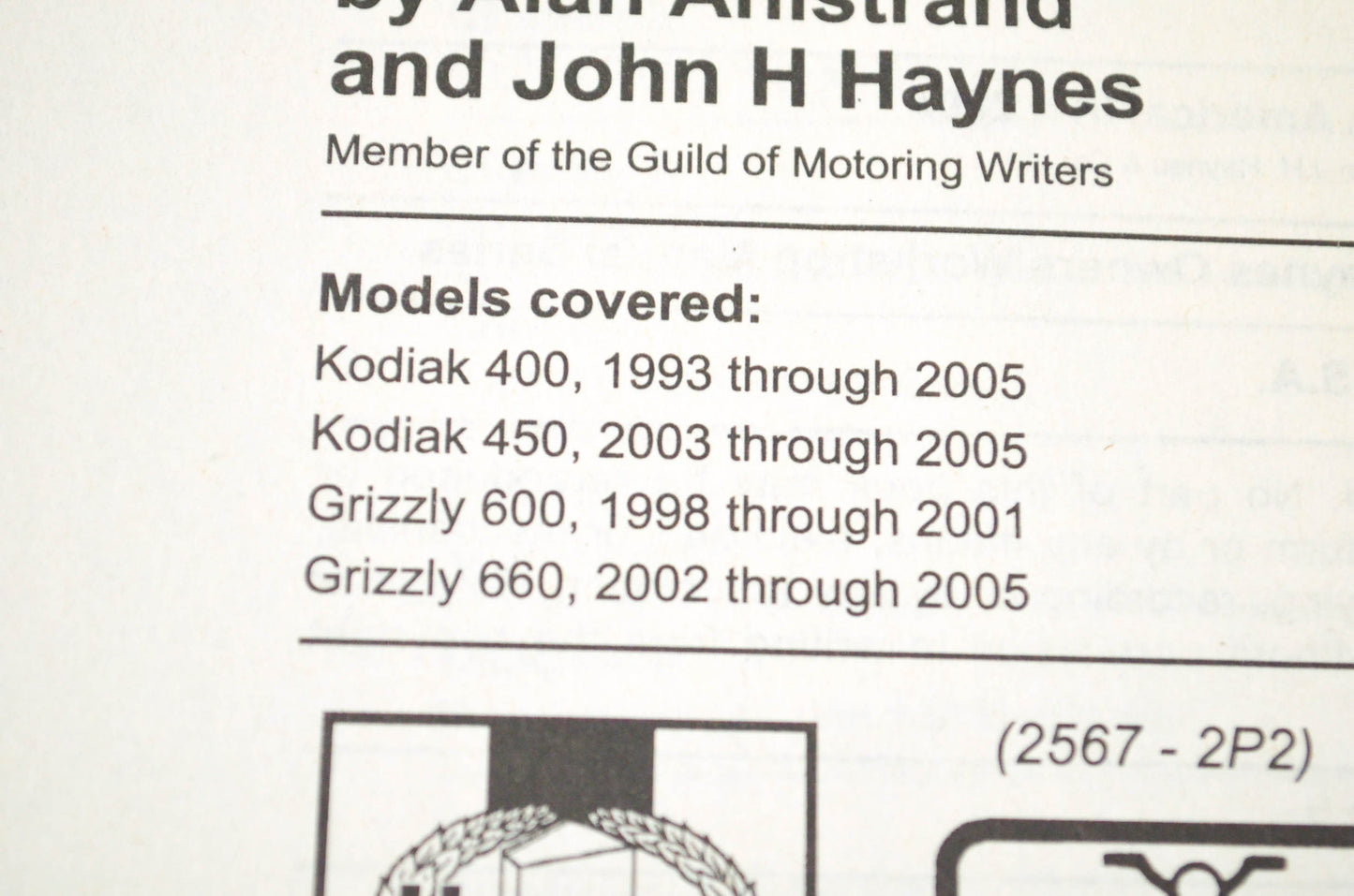 Haynes 1993-2005 Yamaha Kodiak Grizzly Service Manual