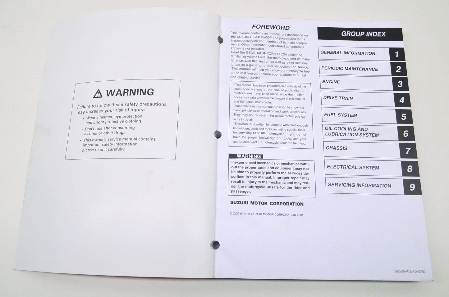 OEM Suzuki 99500-43045-01E Service Manual LT-A400/F