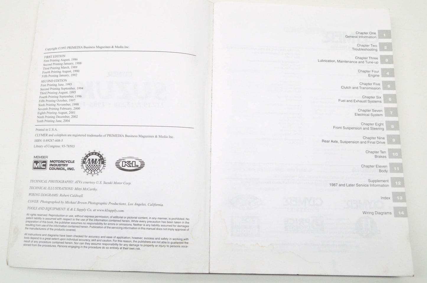 OEM Suzuki 1985-1990 LT230/LT250 Service Manual