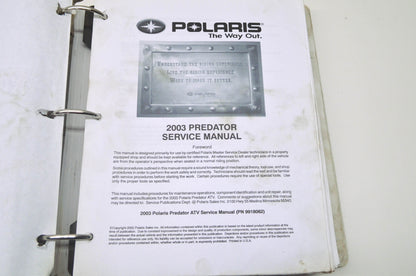 OEM Polaris 9918062 Service Manual 03/04 Predator 500