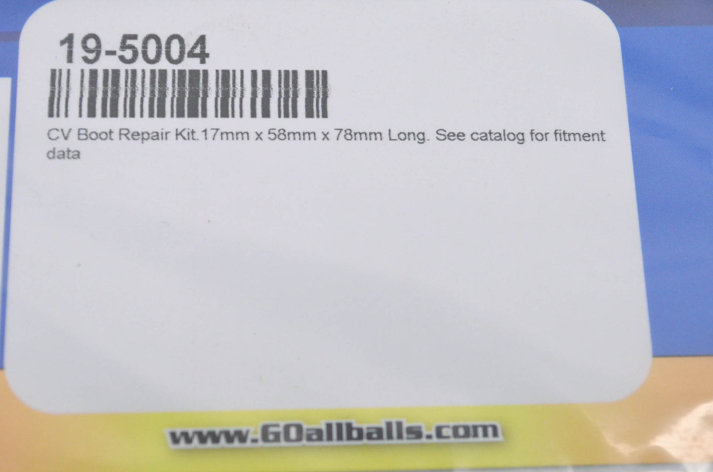 New All Balls 19-5004 17x58x78mm CV Boot Repair Kit NOS