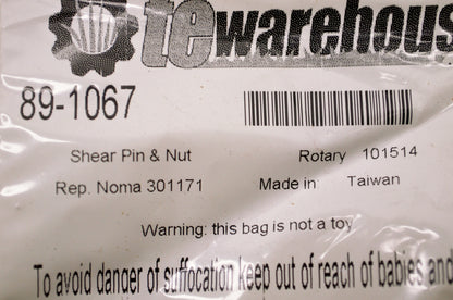 Aftermarket 101514, 301171, 89-1067 Shear Pin w/ Nut NOS
