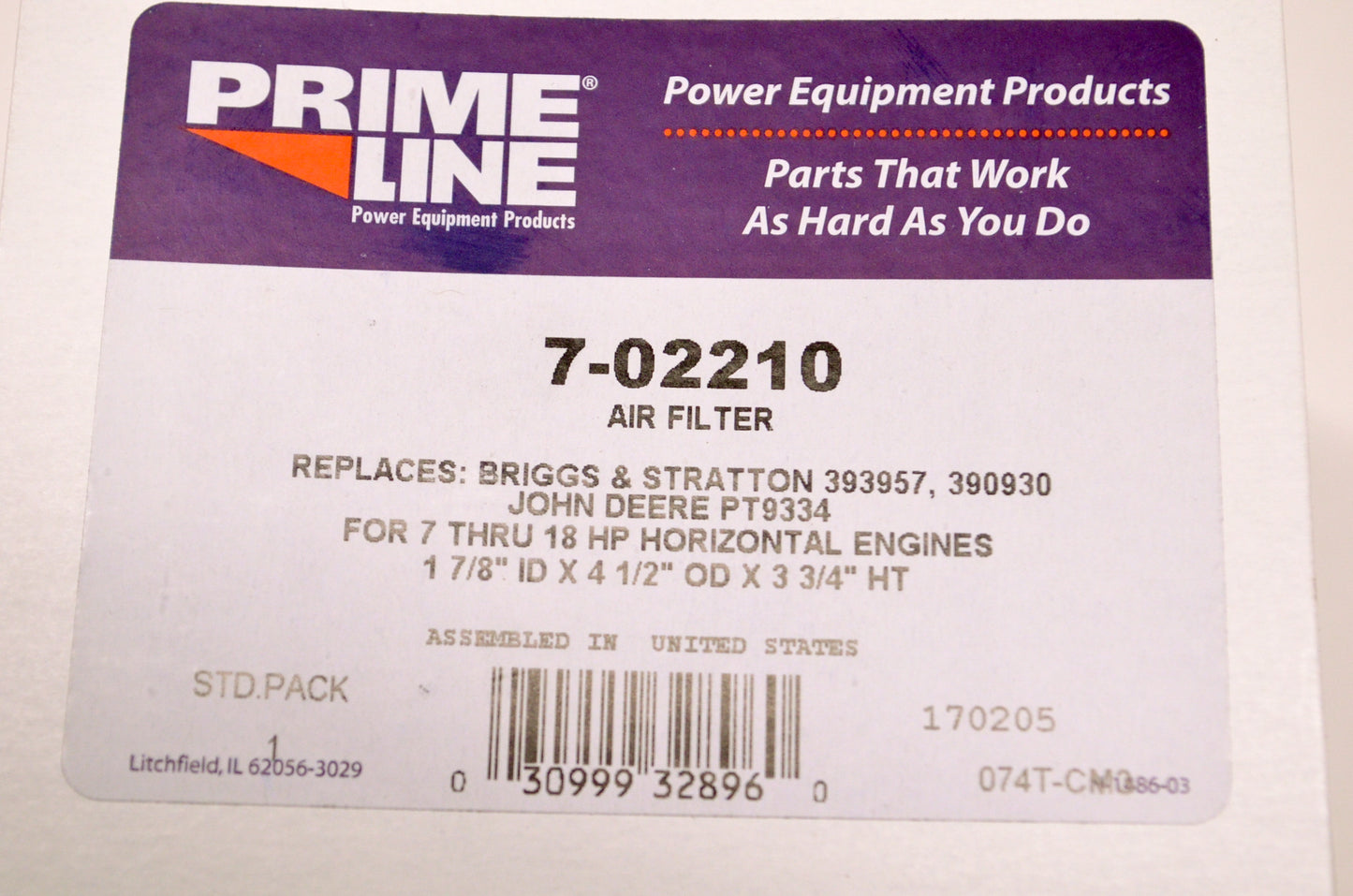 Prime Line 7-02210 Air Filter NOS
