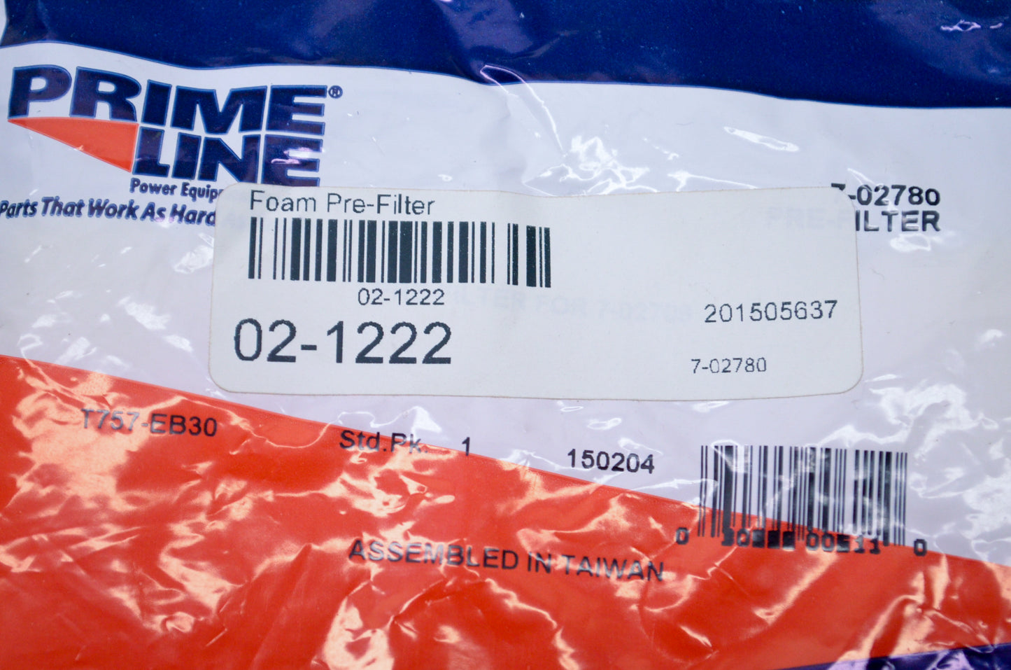 Prime Line 7-02780, 02-1222, 122611 Foam Pre-Filter NOS