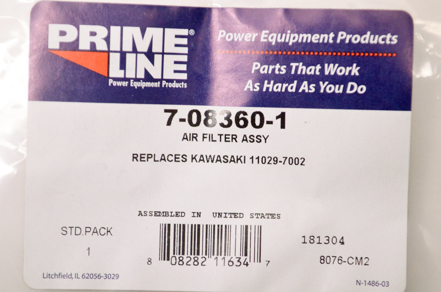 Prime Line 7-08360-1, 11029-7002 Air Filter Assembly NOS