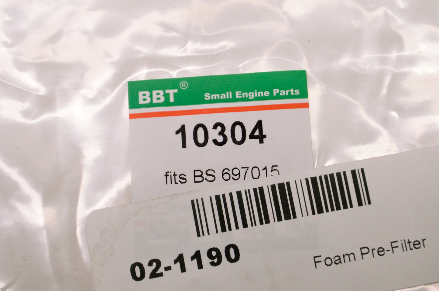 BBT 10304, 697015, 02-1190 Foam Pre-Filter NOS