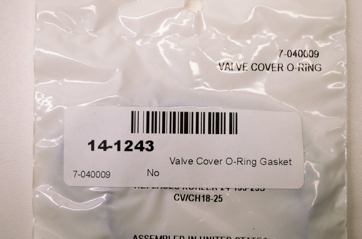 Prime Line 7-040009, 24-153-235, 14-1243 Valve Cover O-Ring NOS