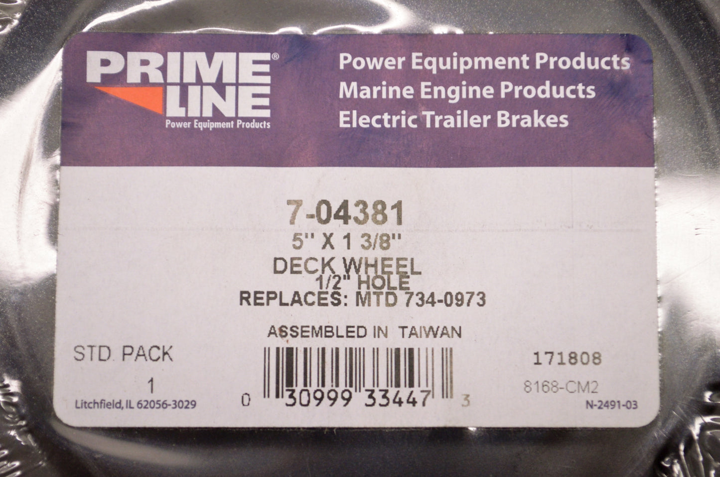 Prime Line 7-04381, 171808, 734-0973 5"x1-3/8" Deck Wheel NOS