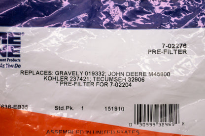 Prime Line 7-02276 Pre-Filter NOS