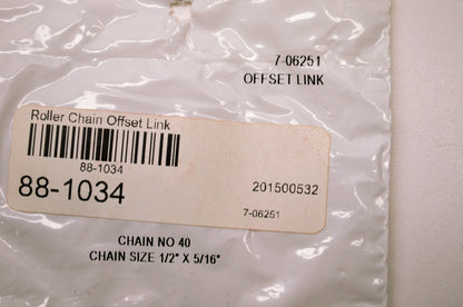 Aftermarket 7-06251 Roller Chain No. 40 Offset Link NOS