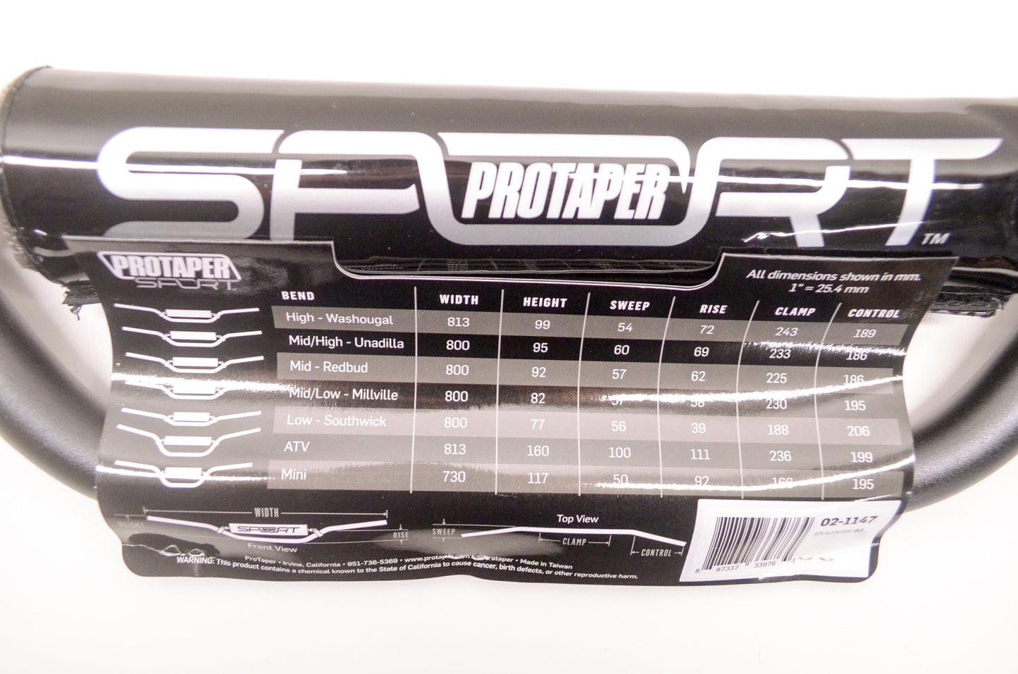 ProTaper 02-1147 Black Aluminum ATV Handlebar NOS