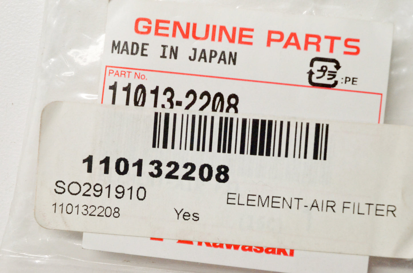 OEM Kawasaki 11013-2208 Air Filter Element NOS