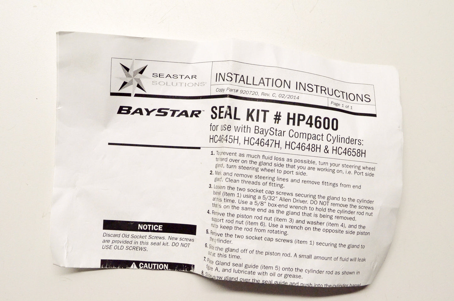 Cylinder Seal Kit NOS