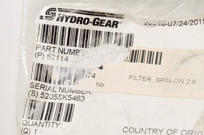 Hydro-Gear 52114 2.6 Spin-On Filter NOS