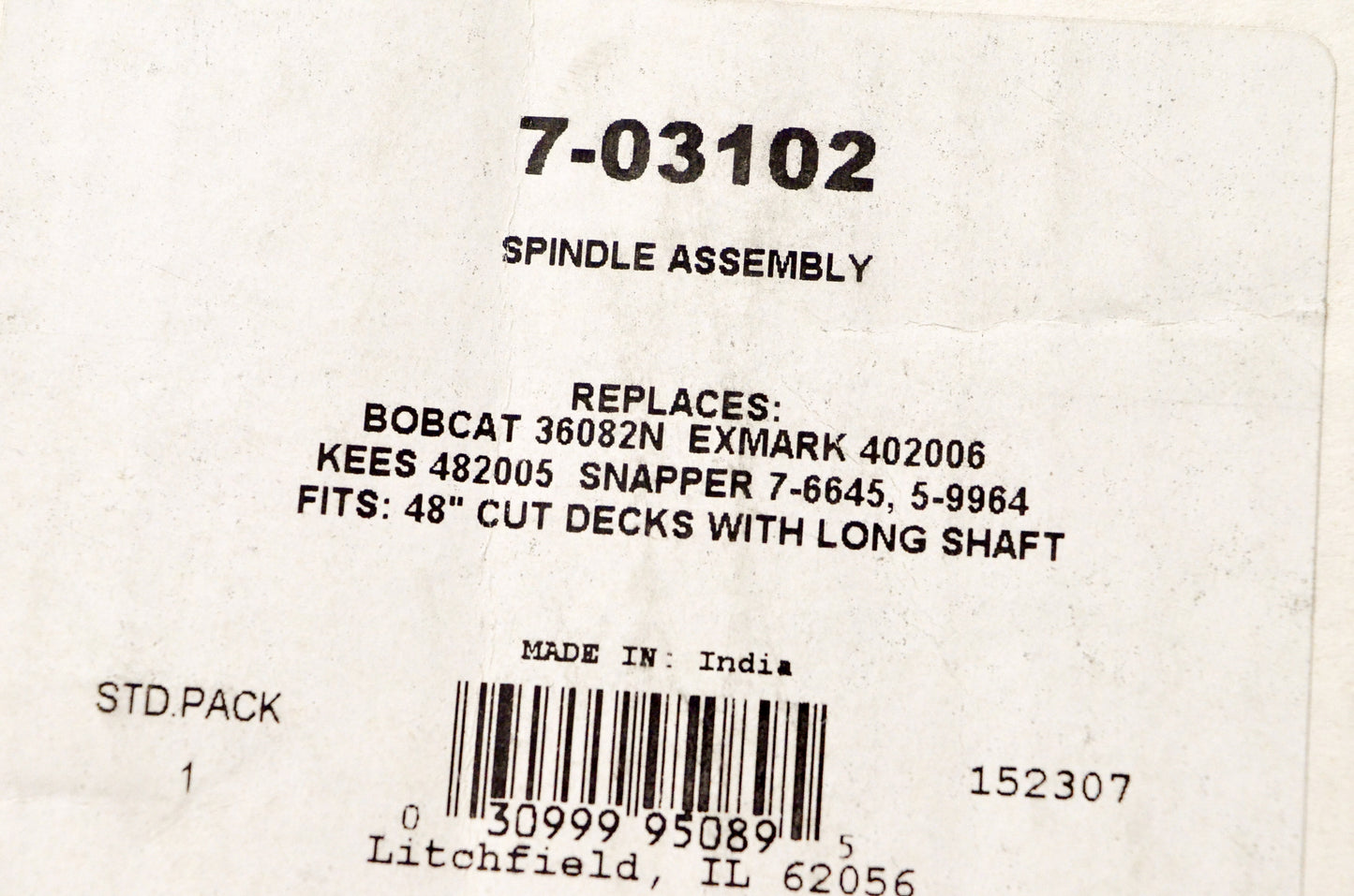 Prime Line 7-03102, 36082N, 402006, 482005, 7-6645, 5-9964 Spindle Assembly NOS