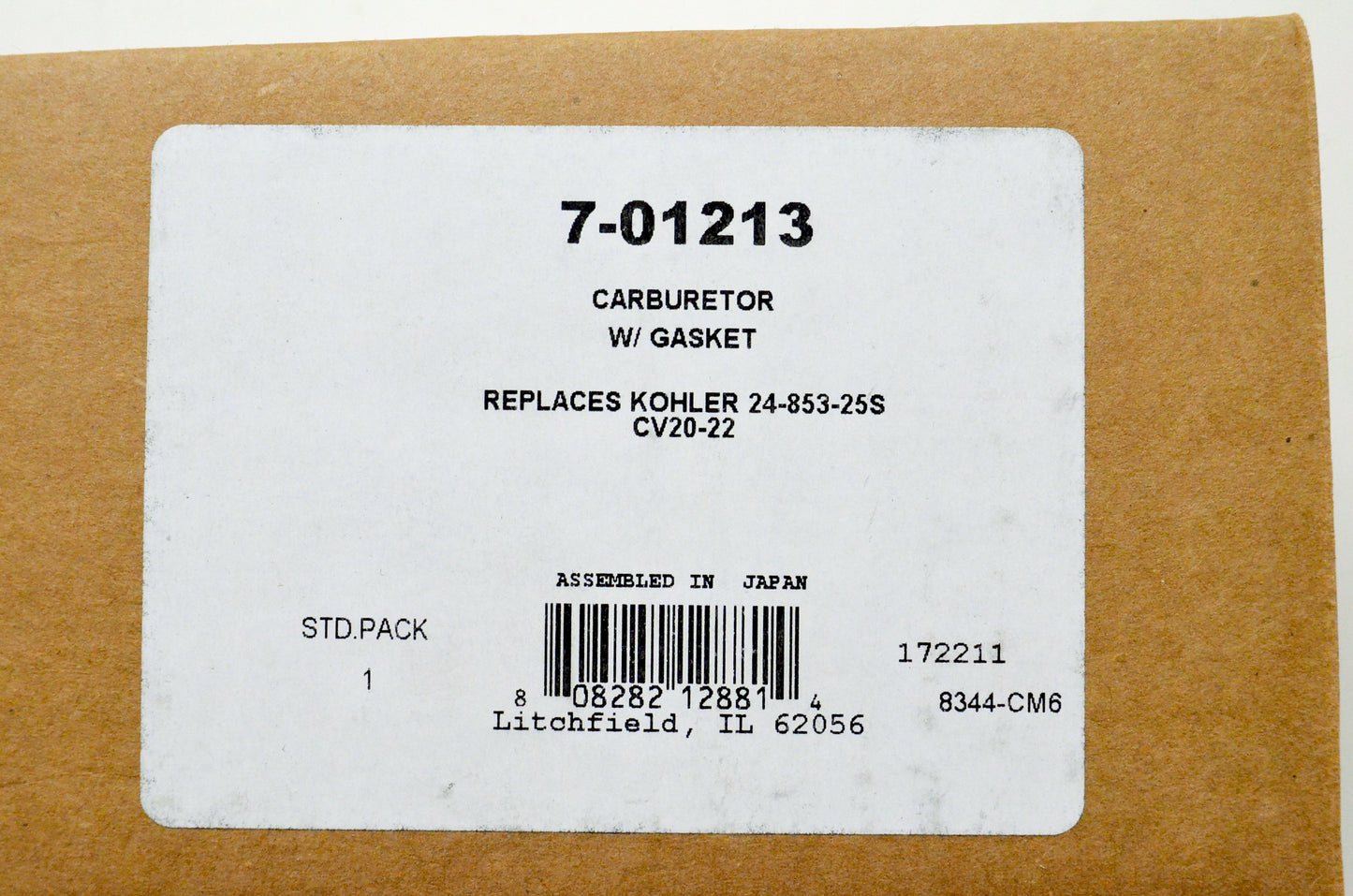 Prime Line 7-01213, 24-853-25S Carburetor w/ Gasket NOS