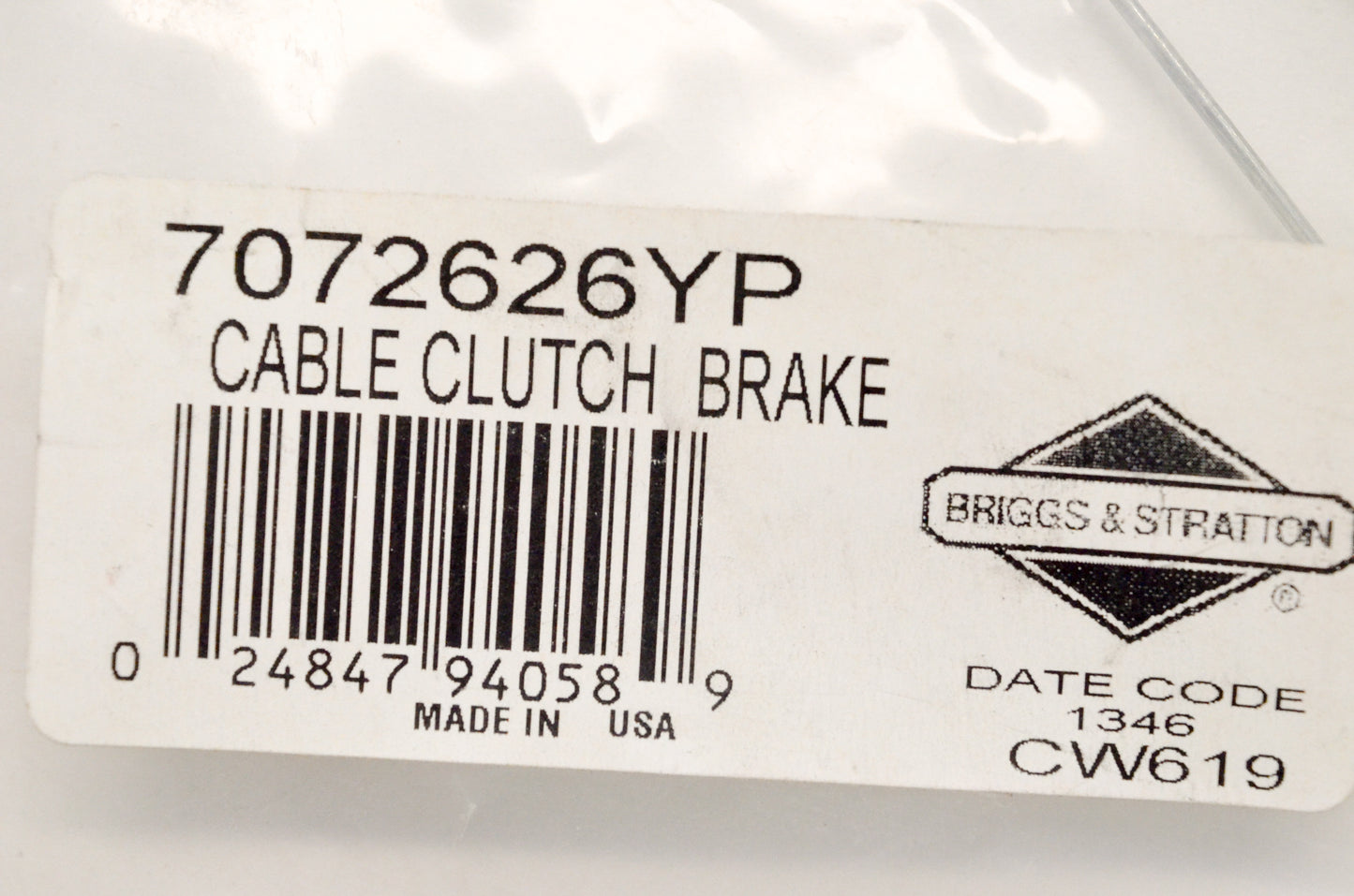 Briggs&Stratton 7072626YP Clutch Brake Cable NOS