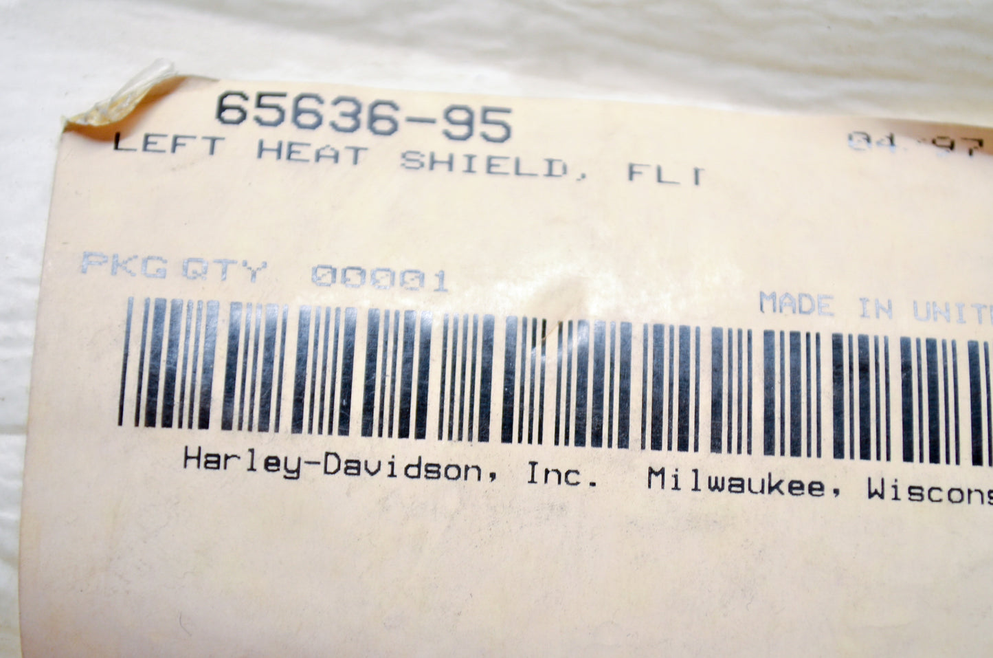 OEM Harley-Davidson 65636-95 Left Heatshield NOS