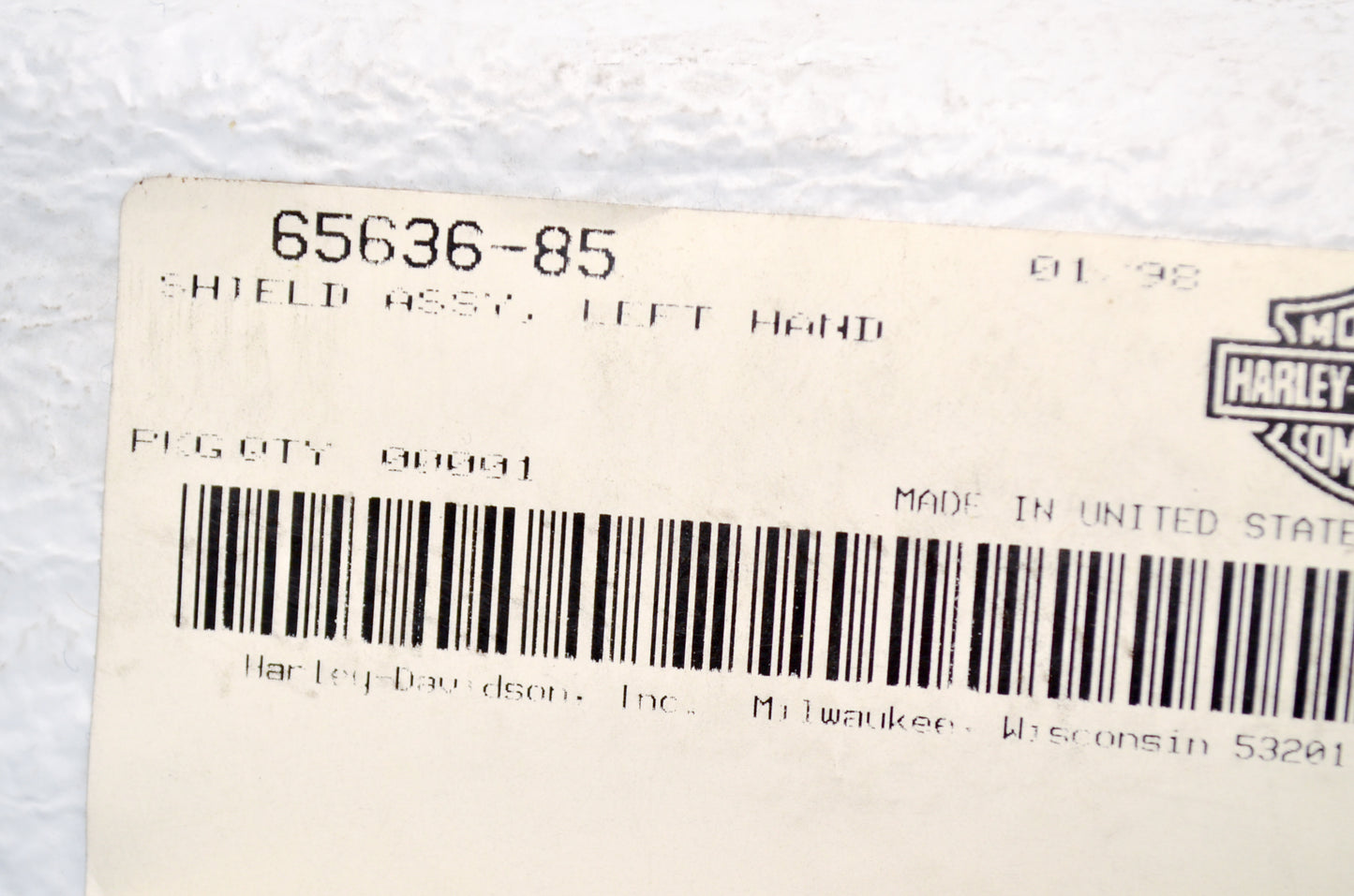 New OEM Harley-Davidson 65636-85 Left Heatshield NOS