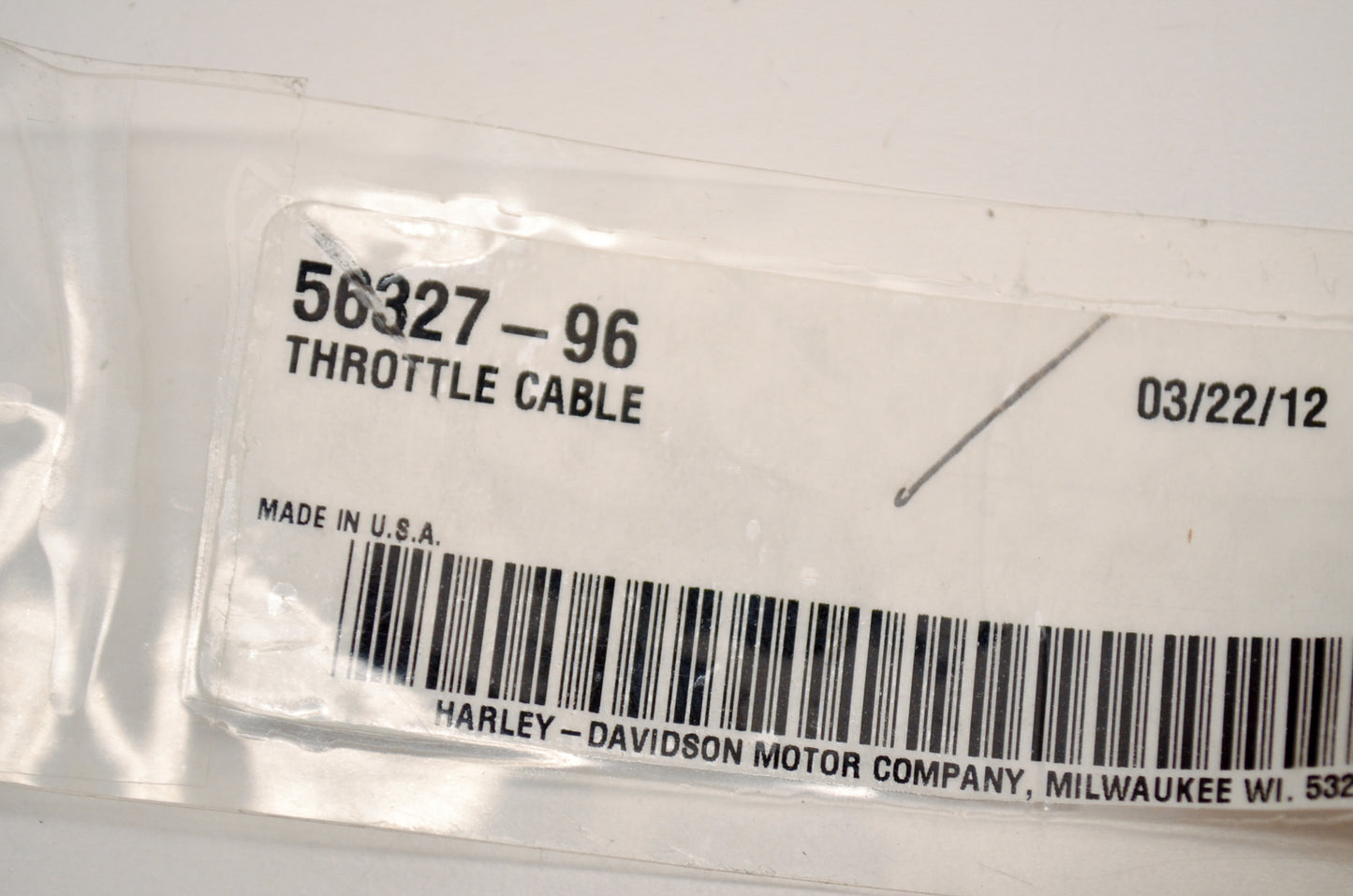 OEM Harley-Davidson 56327-96 Throttle Cable NOS
