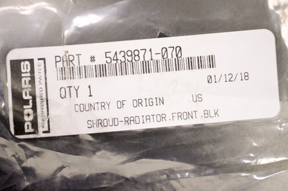OEM Polaris 5439871-070 Black Front Radiator Shroud NOS