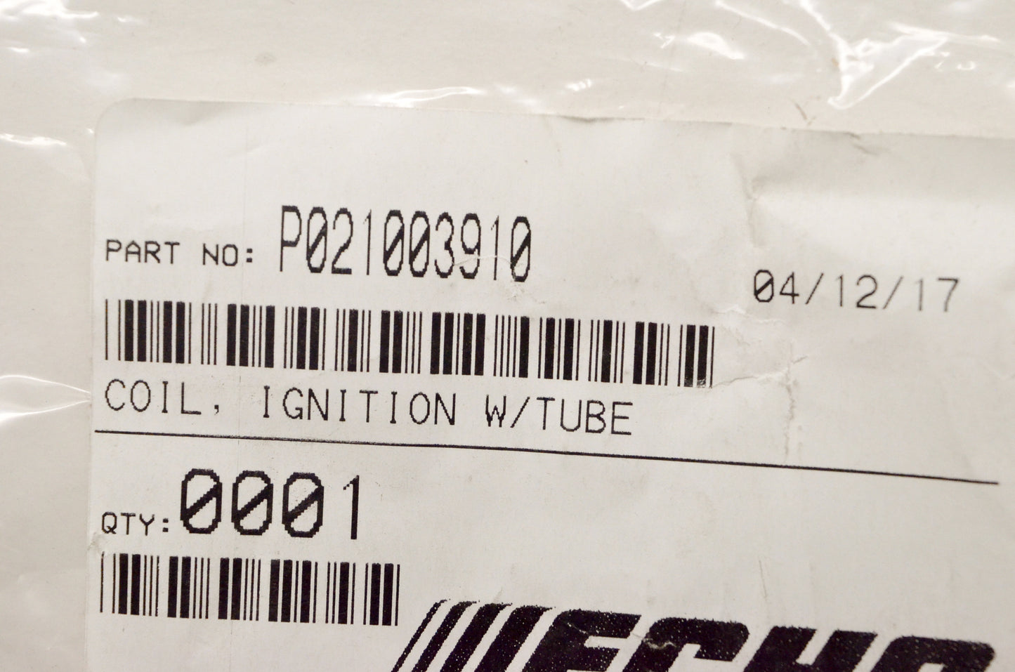OEM Echo P021003910 Ignition Coil w/ Tube NOS