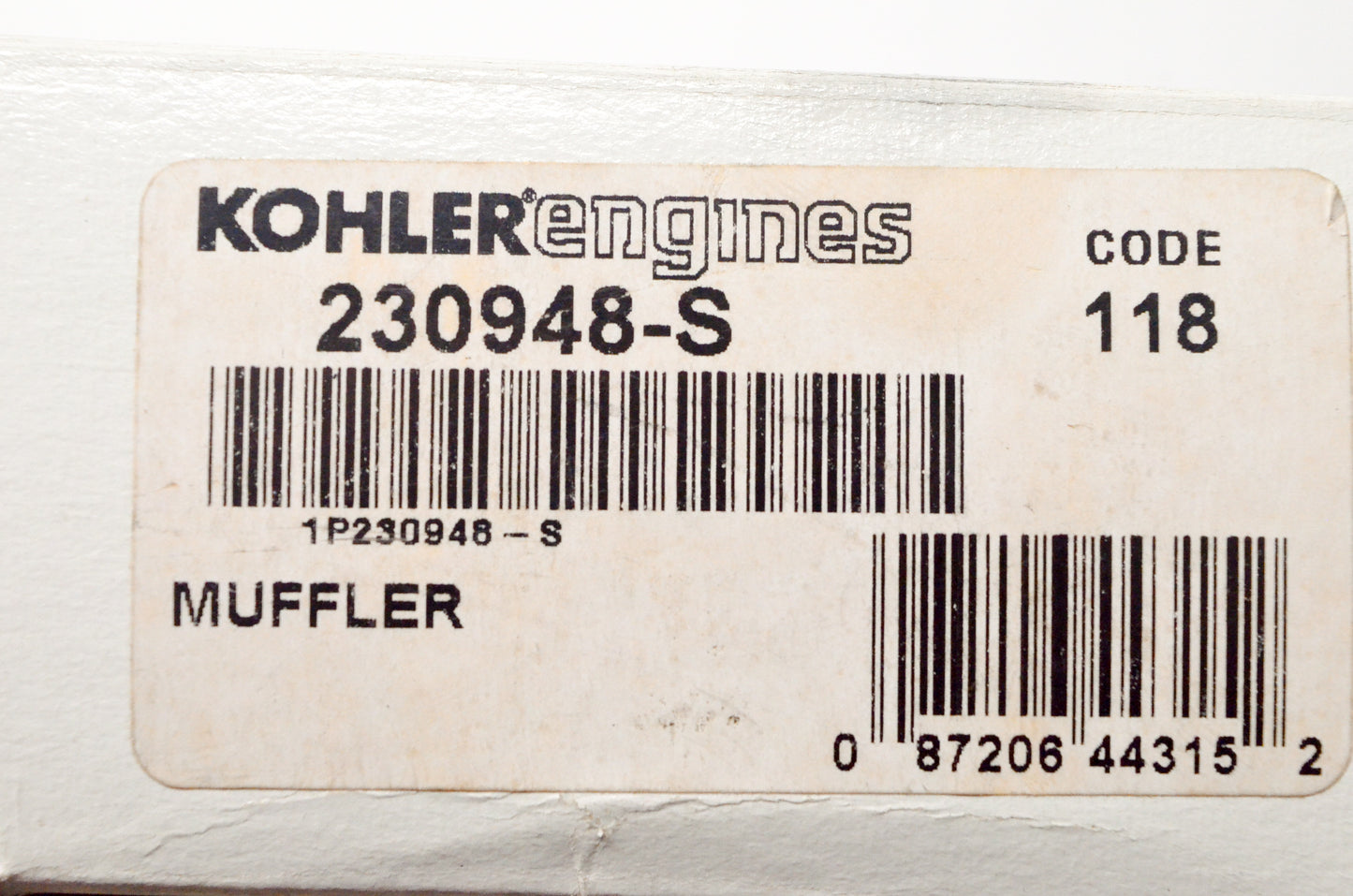Kohler 230948-S Muffler NOS