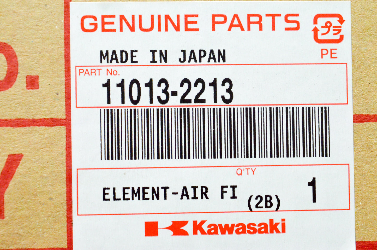OEM Kawasaki 11013-2213 Air Filter Element NOS