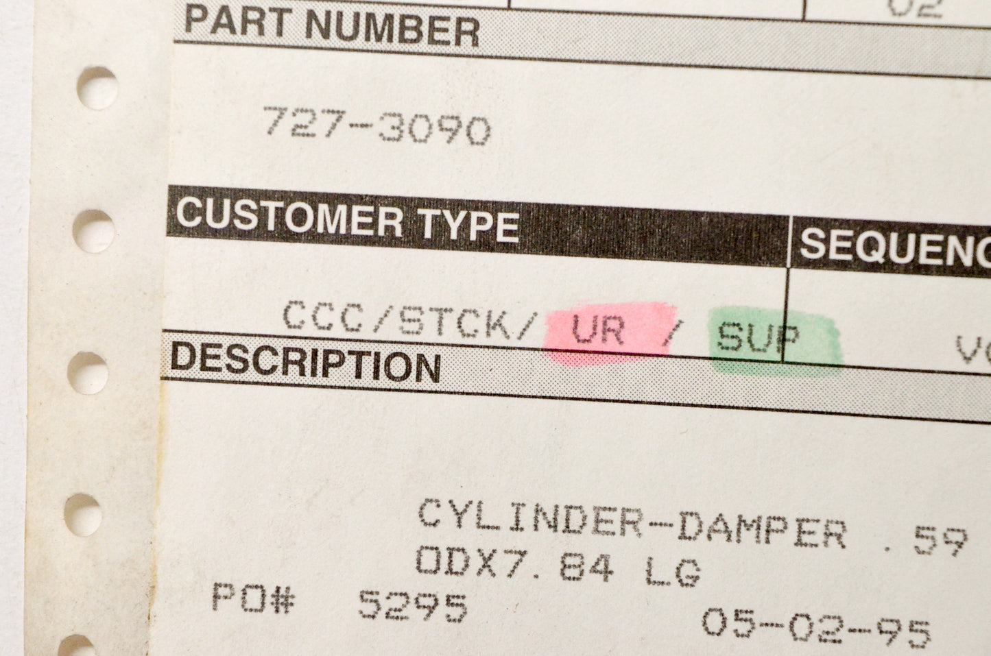 MTD 727-3090 .59 Damper Cylinder NOS