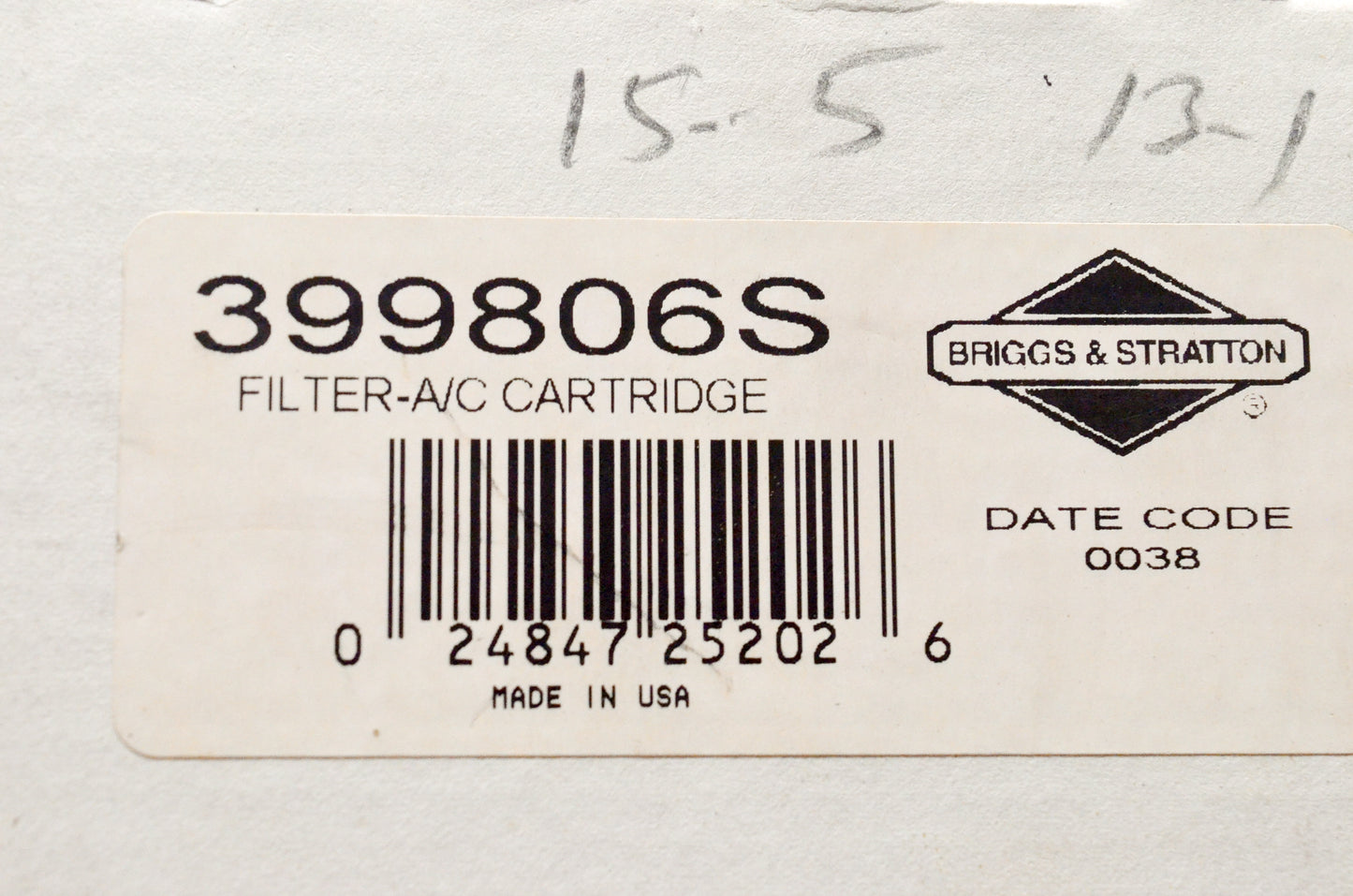 OEM Briggs & Stratton 399806S Air Filter NOS