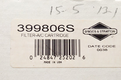OEM Briggs & Stratton 399806S Air Filter NOS