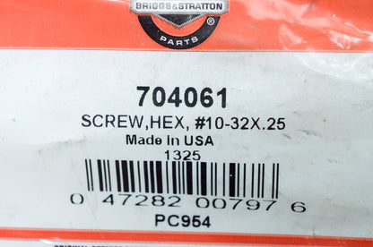 OEM Briggs & Stratton 704061 Hex Screw 10-32 x .25 NOS