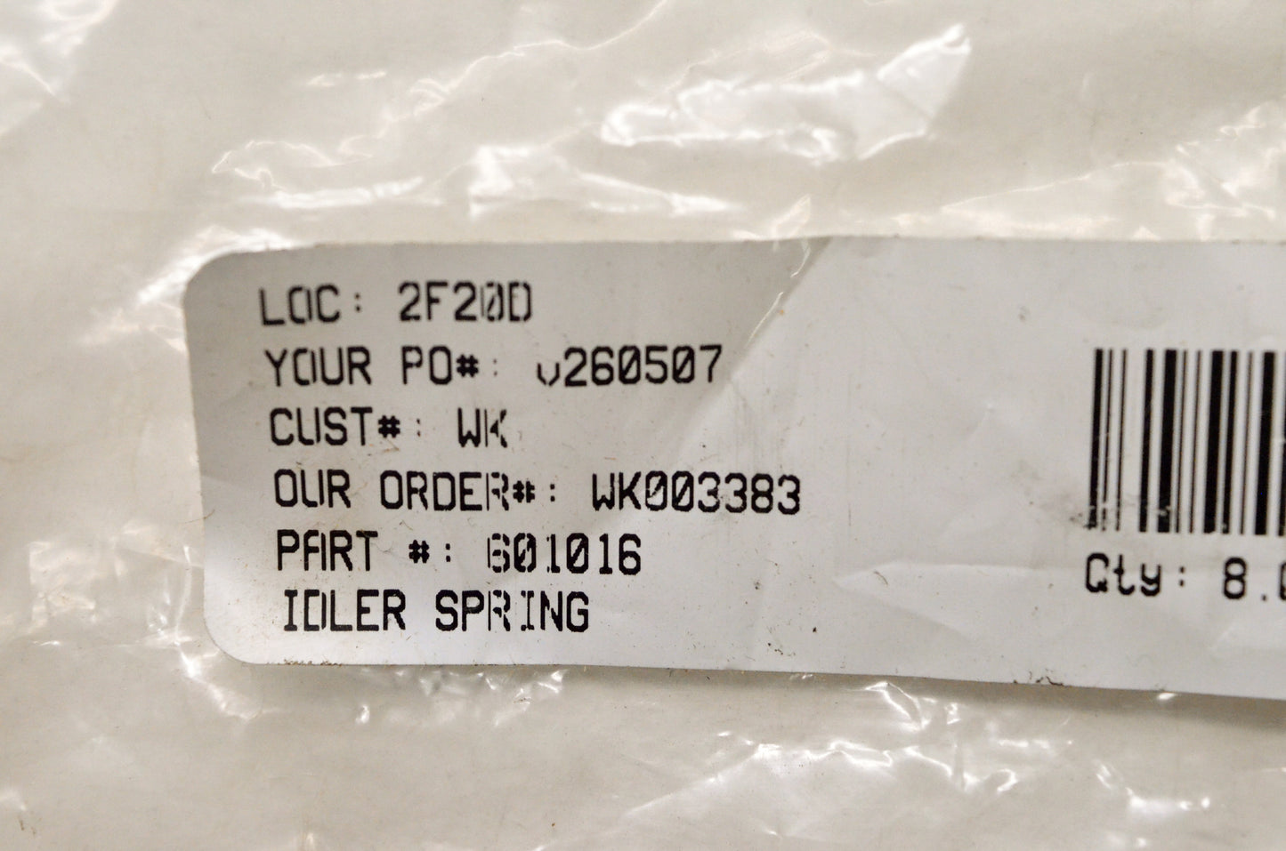 Hustler 601016 Idler Spring NOS
