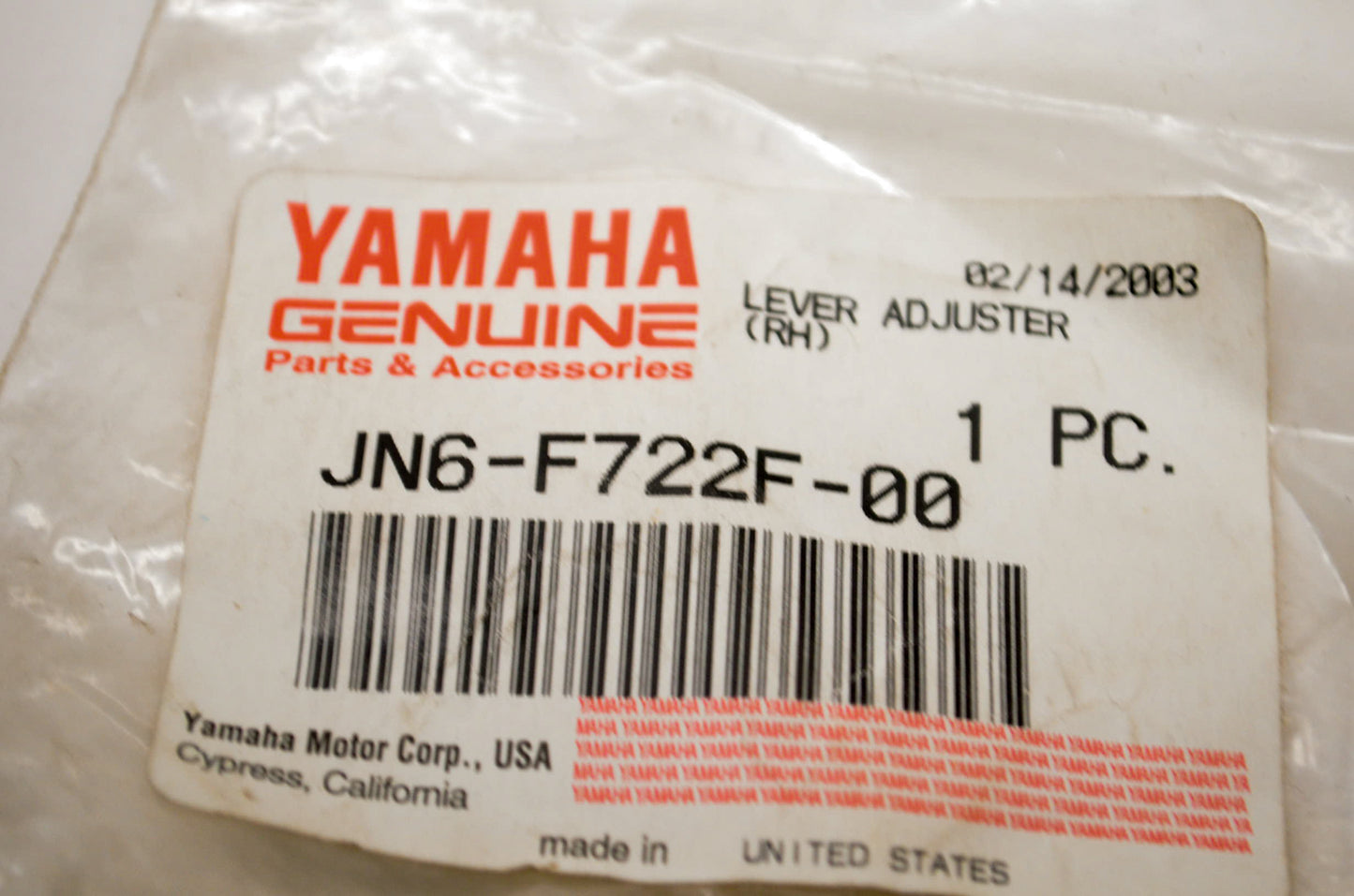 OEM Yamaha JN6-F722F-00-00 Lever Adjuster NOS