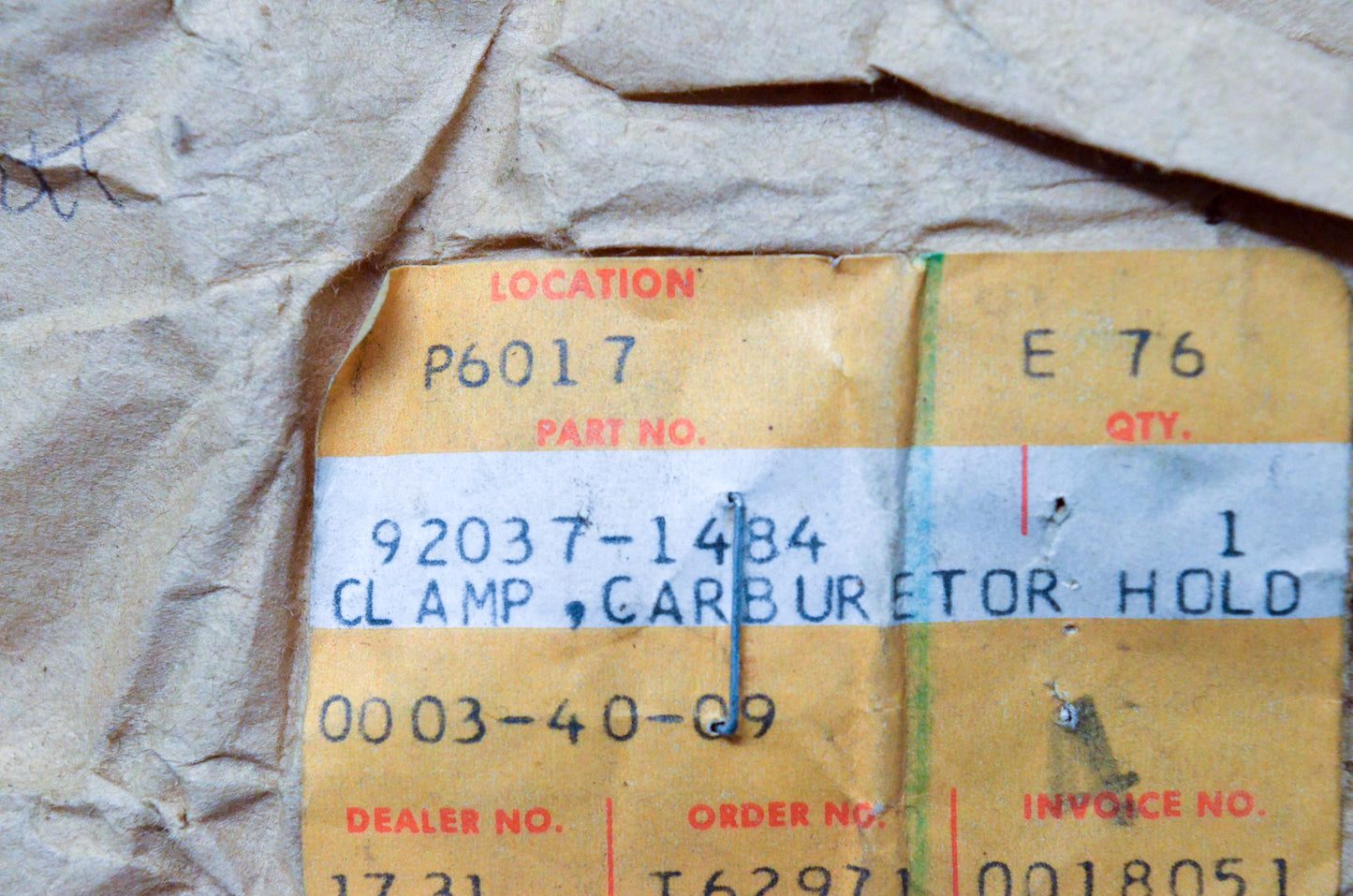 OEM Kawasaki 92037-1484 Carburetor Hold Clamp NOS