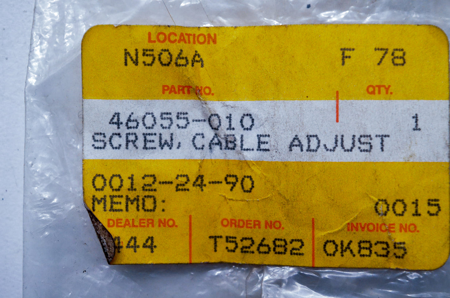 OEM Kawasaki 46055-010 Cable Adjusting Screw NOS
