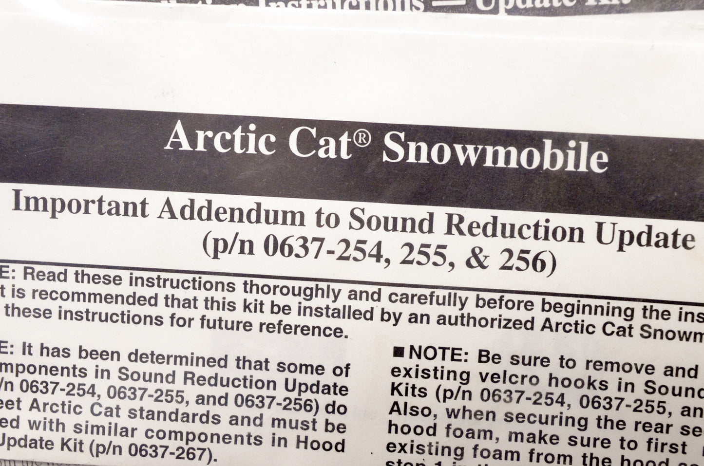 Arctic Cat 0637-254 Sound Reduction Update Kit Hardware Only NOS