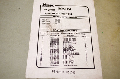 Vesrah VG-1062-M Gasket Set NOS