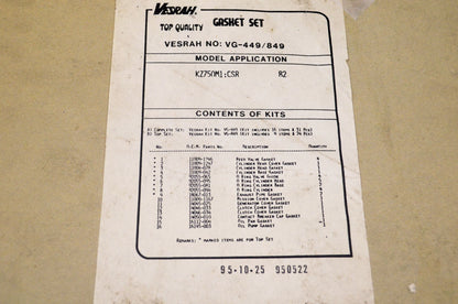 Vesrah VG-449 Gasket Set NOS